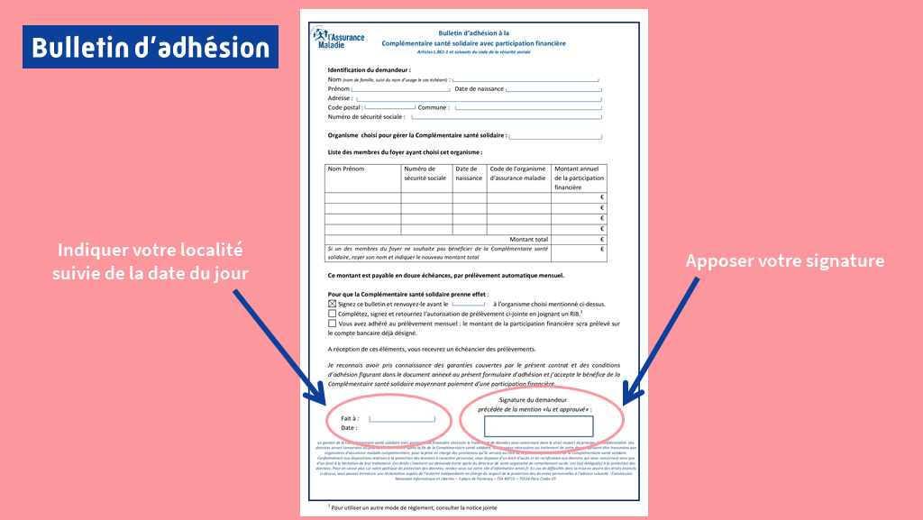 infographie bien remplir bulletin d'adhésion