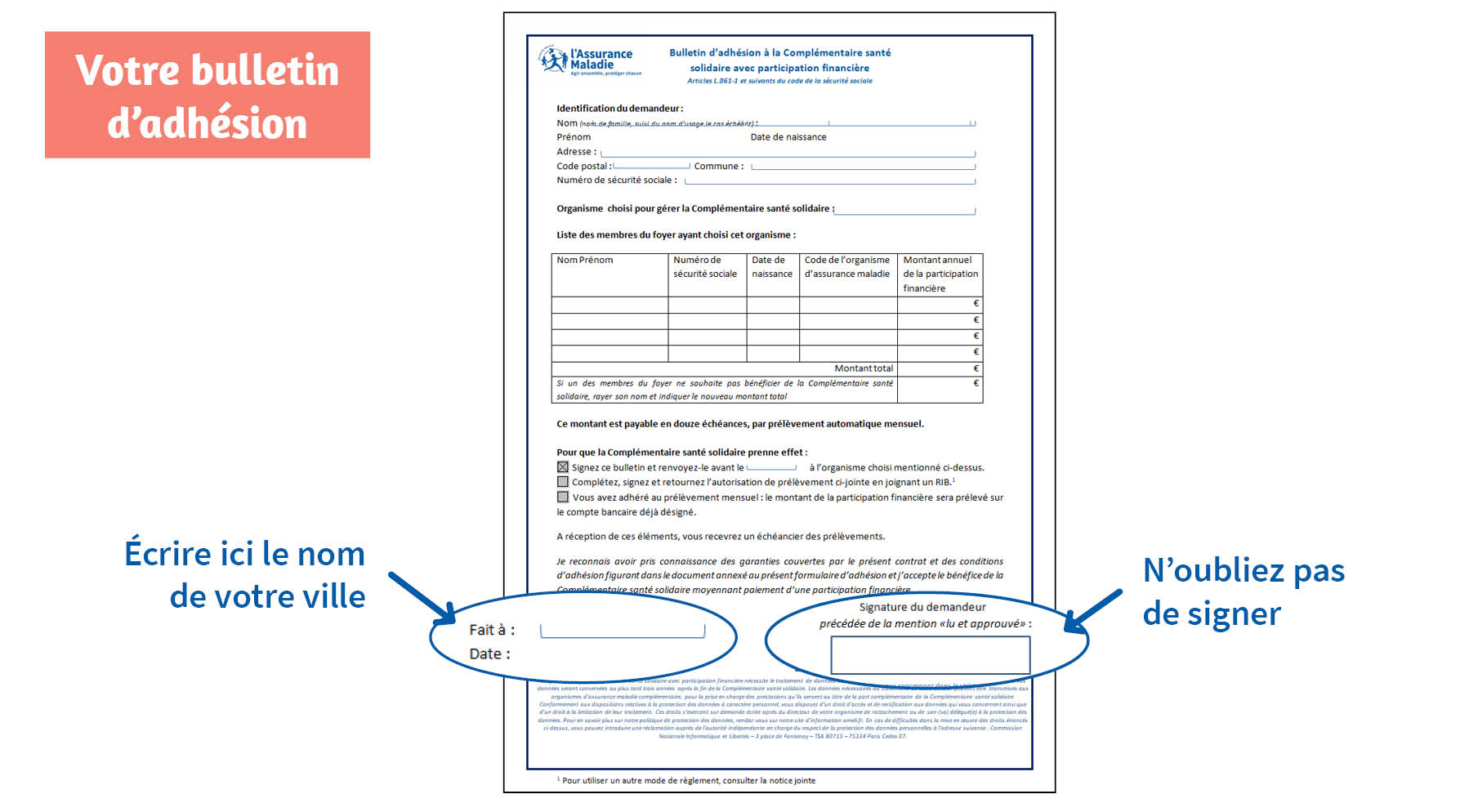 bulletin adhesion complementaire sante solidaire