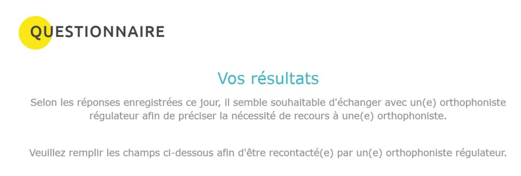 Extrait du questionnaire allo-ortho.com