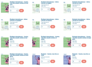 Support d'information rentrée étudiante en arabe, anglais, espagnol et mandarin